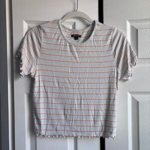 wild fable White Ribbed Tee with Orange Stripes